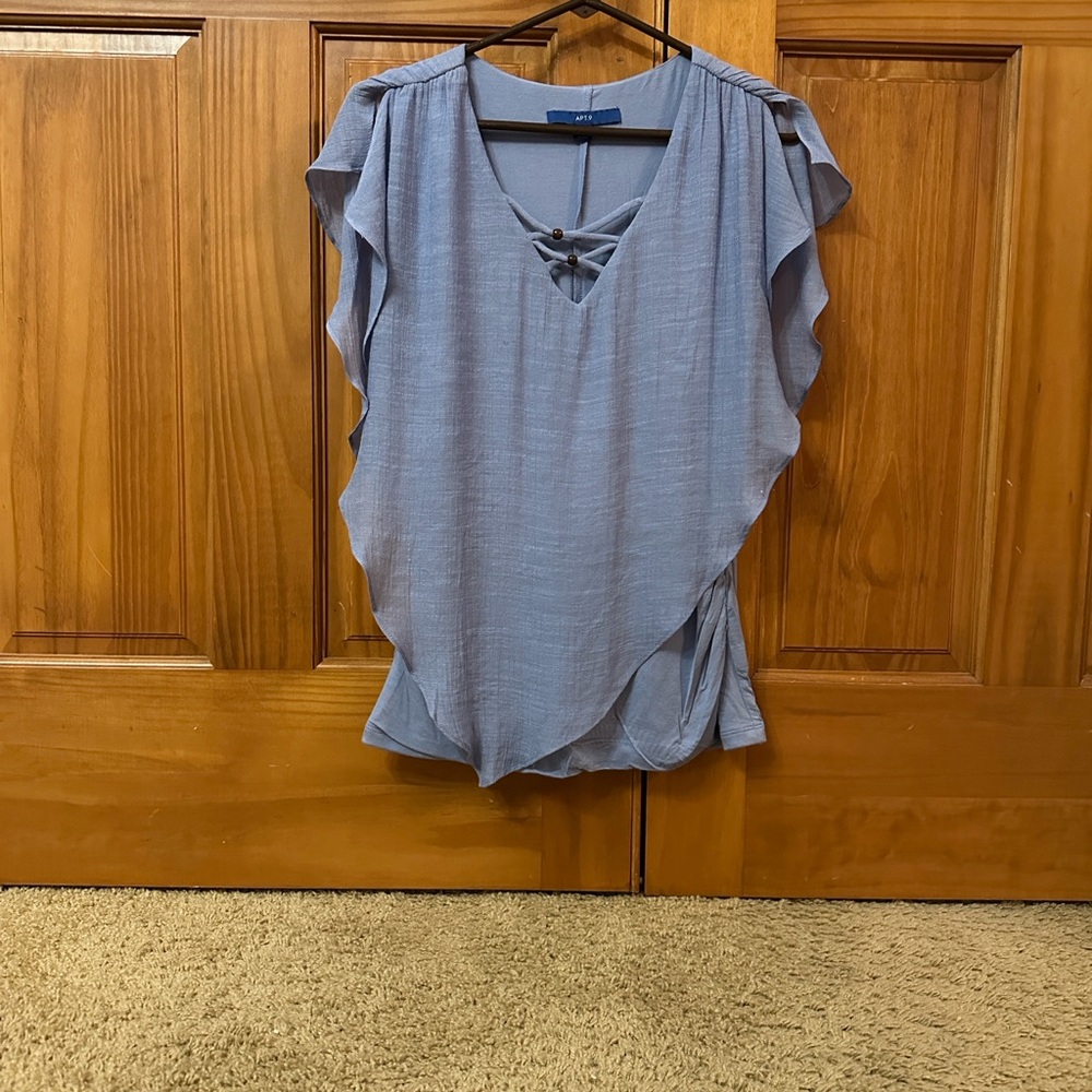 Apt. 9 Light Blue Ruffle Blouse